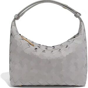 Suede Woven Shoulder Bag for Women Faux Leather Hobo Purse with Zipper